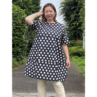 綿麻シーチング手書きドットコクーンチュニック