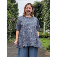 裾切替60ローン花柄プリントAラインチュニック