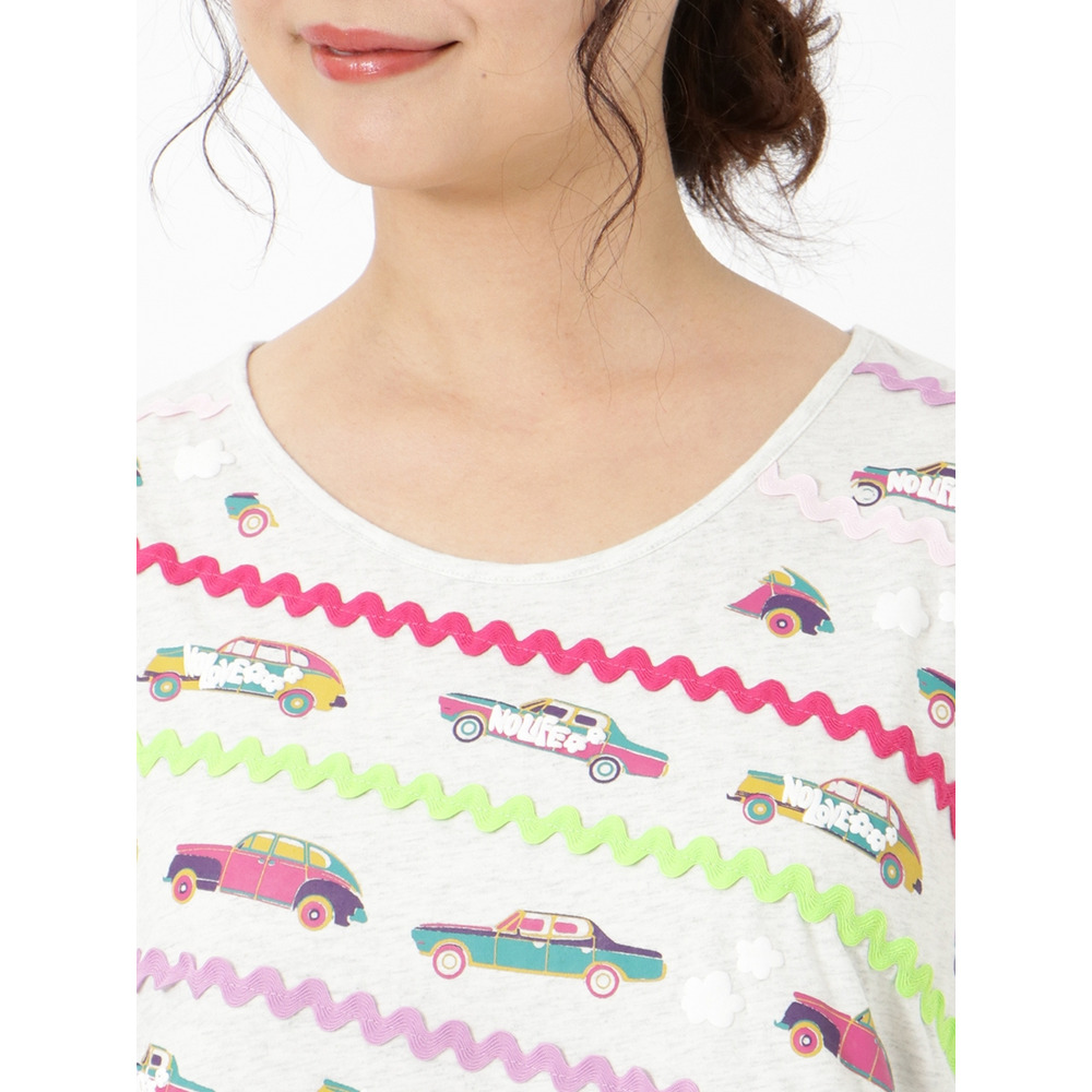 【3-10L】車柄AラインTシャツ　大きいサイズ レディース5