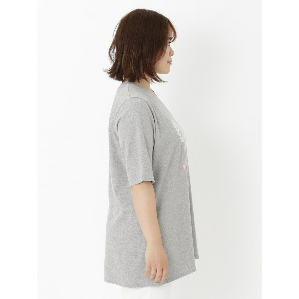 神保町にゃんこ堂コラボ【3-10L】ネコハートプリントTシャツ　大きいサイズ レディース4