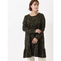【3-10L】花柄ジャガード裾フレアチュニック　大きいサイズ レディース