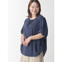 【3-9L】パフスリーブシャーリングカットソー　大きいサイズ レディース