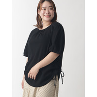 【3-10L】パフスリーブシャーリングカットソー　大きいサイズ レディース