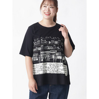 【3L-8L】[日本製]タウン＆カフェプリントTシャツ