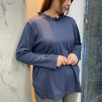 [3L-9L][日本製]フリルネックリブカットソー