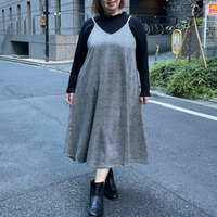 [3L-9L][日本製]グレンチェックキャミワンピース
