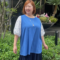 [3L-5L][日本製]ボタニカルパフ袖カットソー