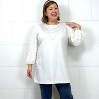 [3L-9L][日本製]袖ラッセルレース使いチュニック