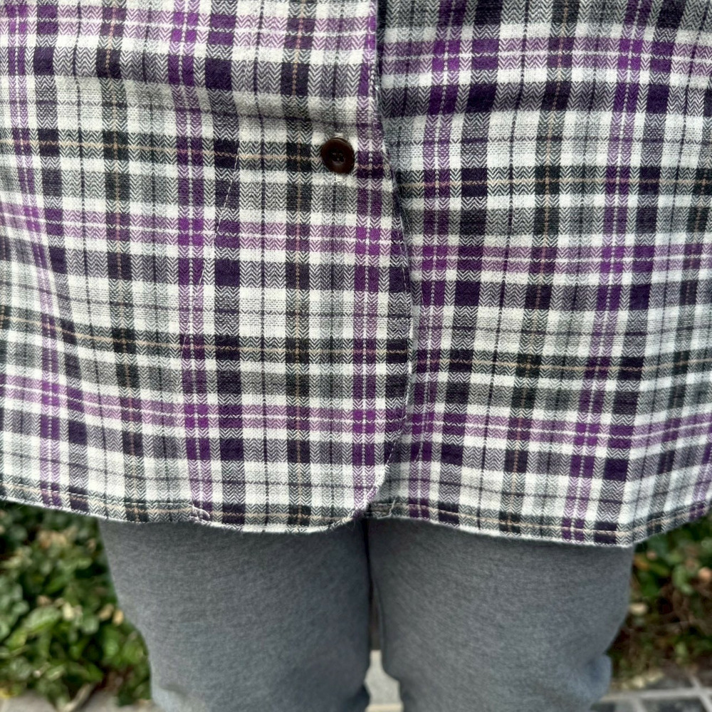 ヘリンボーンチェックラウンドカラーロングシャツ8