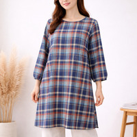 [3L･7L][日本製]ツイルチェック２wayワンピース