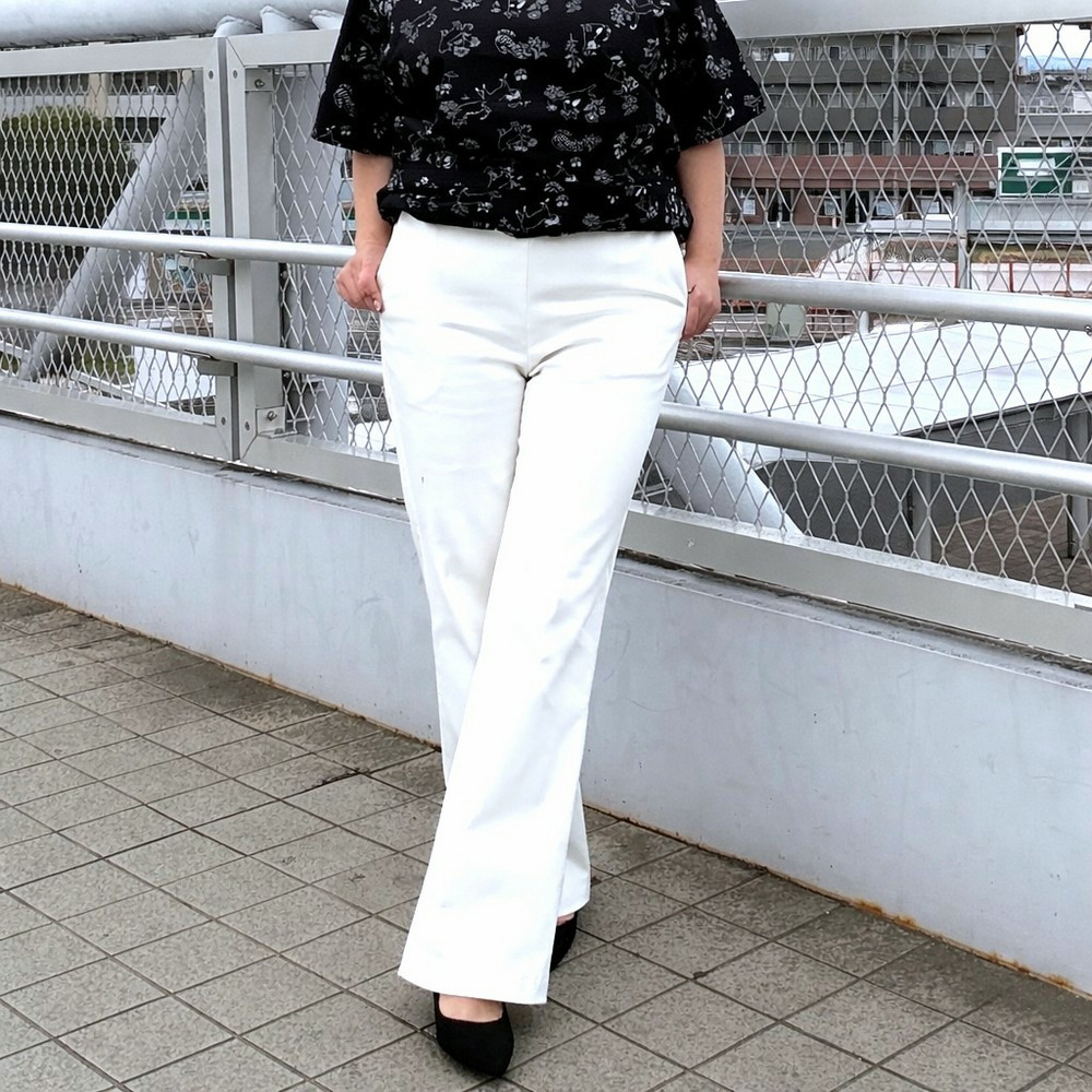 [3L-10L][日本製]ストレッチホワイトデニムパンツ