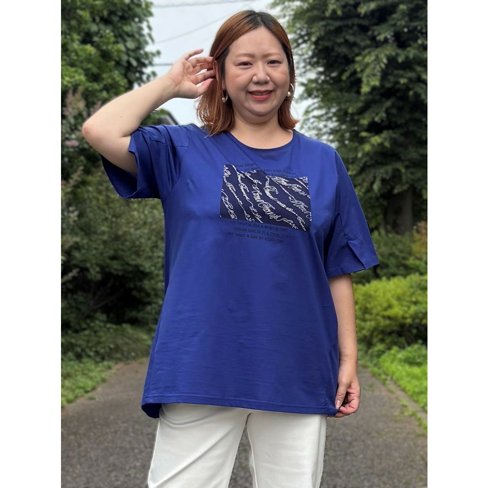 メッシュ使い袖口ベントAラインTシャツ