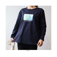 コットン グラフィック 7分袖 カットソー Tシャツ