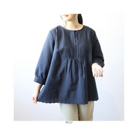 【WEB&一部店舗】 フロント ピンタック 刺しゅう ブラウス
