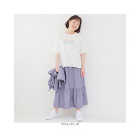 【WEB/一部店舗限定】 ストライプ ギャザーヘム ロングスカート