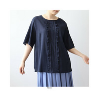 ドビーチェックフロントフリルブラウス