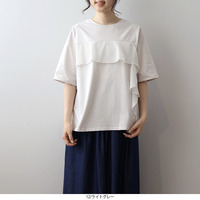 メッシュフリルカットソー 半袖 5分袖 Tシャツ