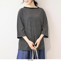 さらさらポンチ7分袖ボートネックTシャツ