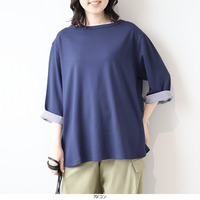 さらさらポンチ7分袖ボートネックTシャツ