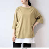 さらさらポンチ7分袖ボートネックTシャツ
