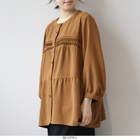 【WEB/一部店舗限定】 さらさらビンテージクロス ティアードブラウス