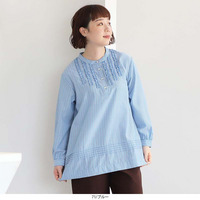 【タイムセール】バンドカラーフリルチュニック