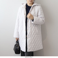 中綿キルト切替えフード付きコート