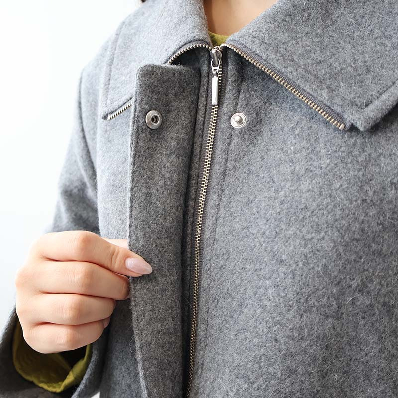 【タイムセール】ウール混 ビッグカラー コート18