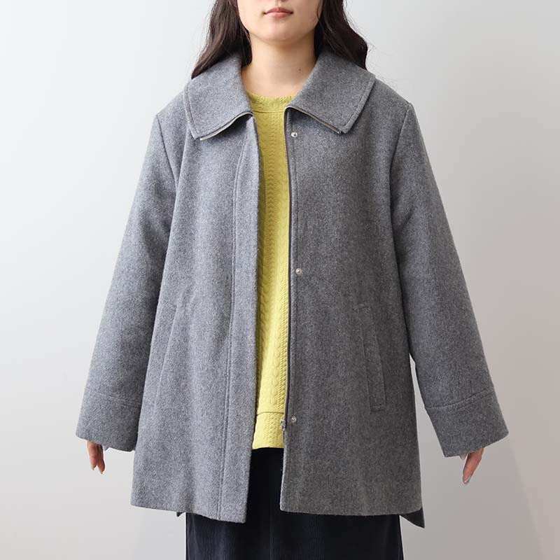 【タイムセール】ウール混 ビッグカラー コート19