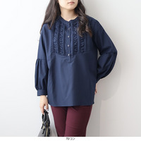 バルーンスリーブフロントタックブラウス