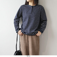 裏起毛バンドカラーボーダーカットソー