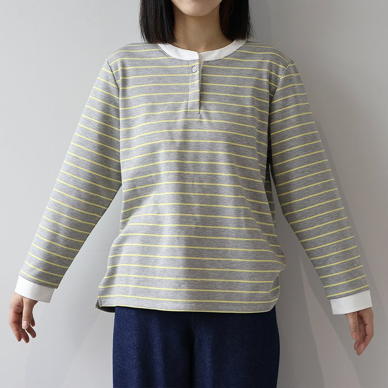 裏起毛バンドカラーボーダーカットソー10