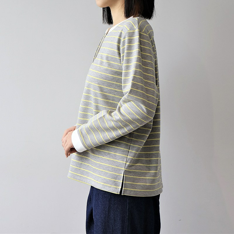 裏起毛バンドカラーボーダーカットソー11