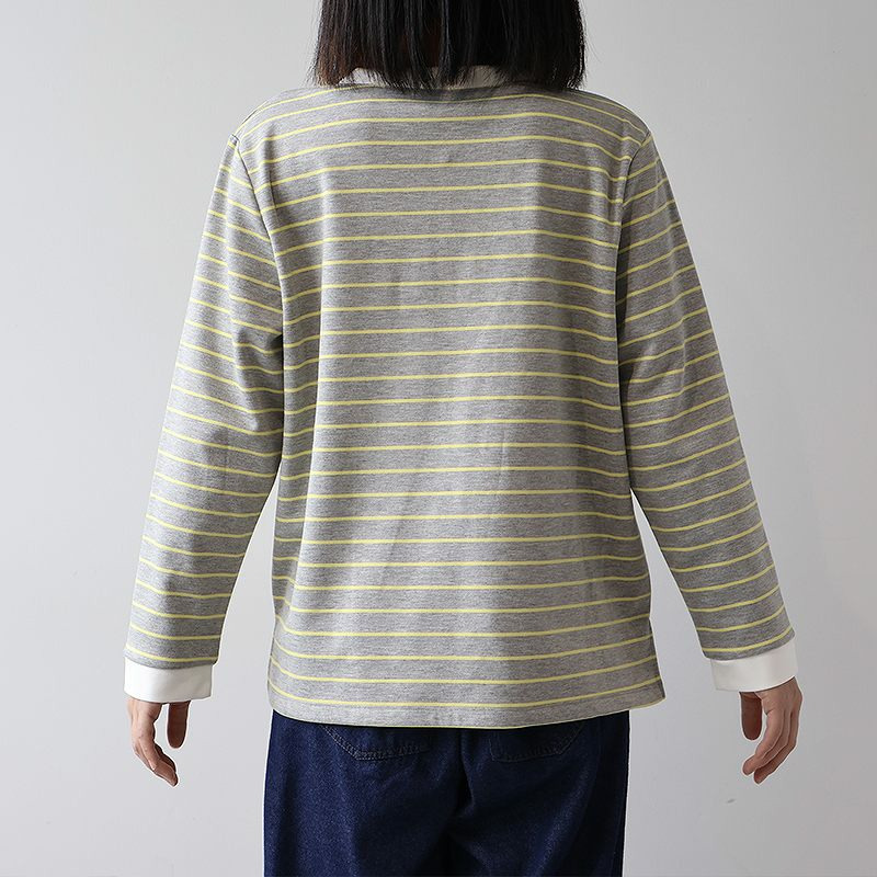 裏起毛バンドカラーボーダーカットソー12