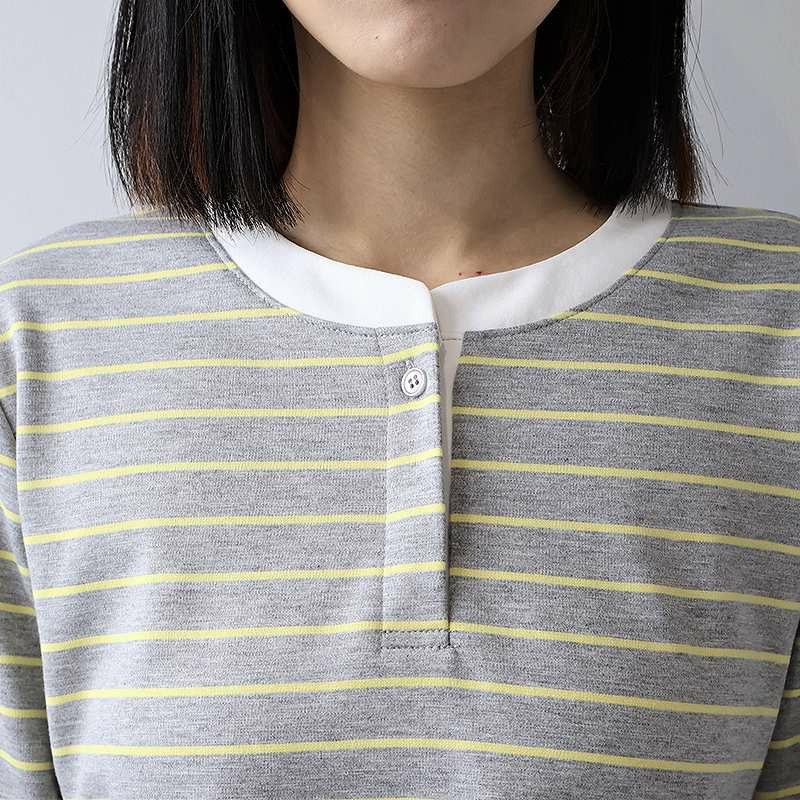 裏起毛バンドカラーボーダーカットソー13