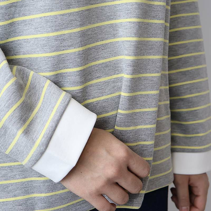 裏起毛バンドカラーボーダーカットソー14