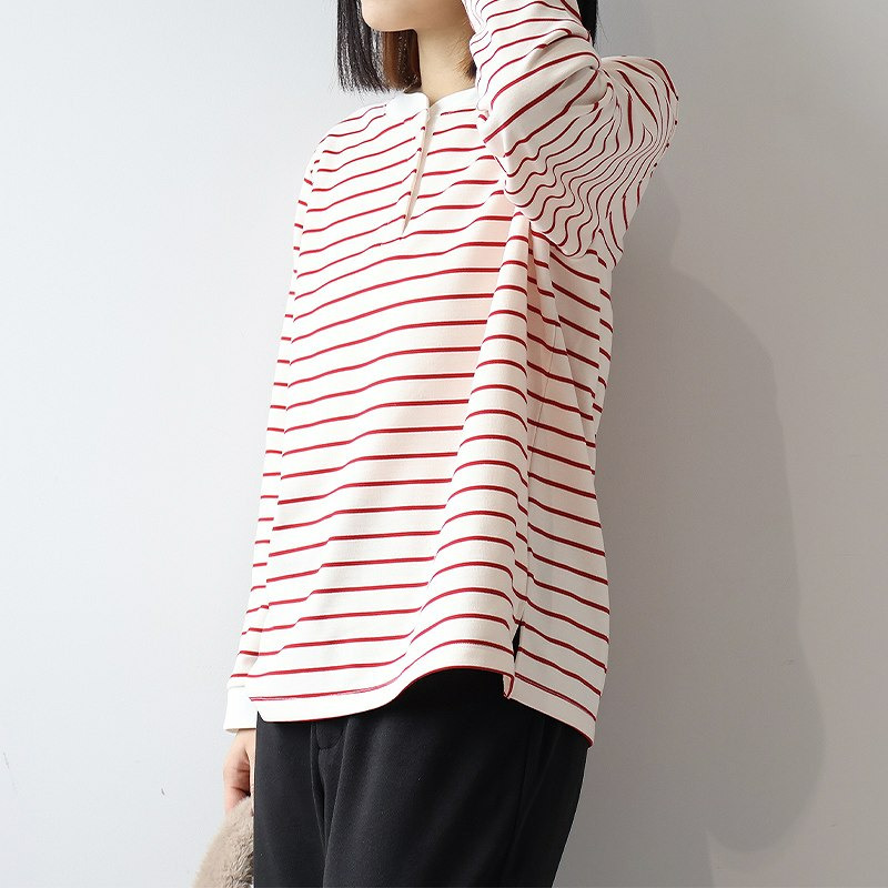 裏起毛バンドカラーボーダーカットソー4