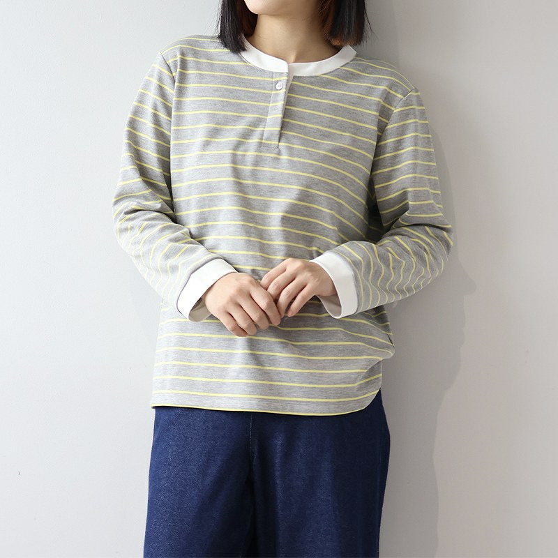 裏起毛バンドカラーボーダーカットソー6