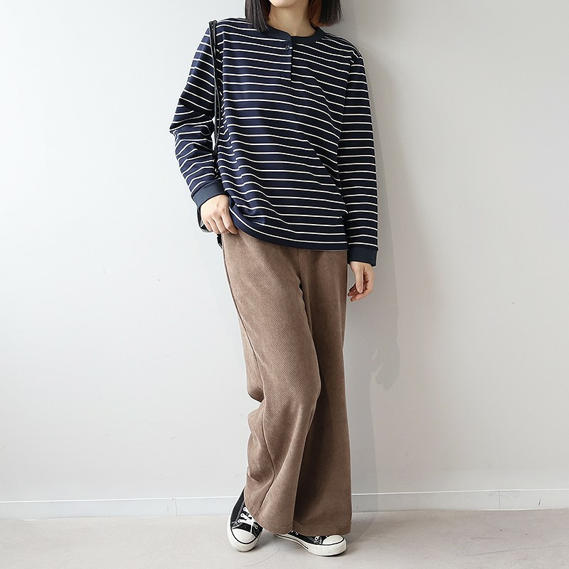 裏起毛バンドカラーボーダーカットソー8