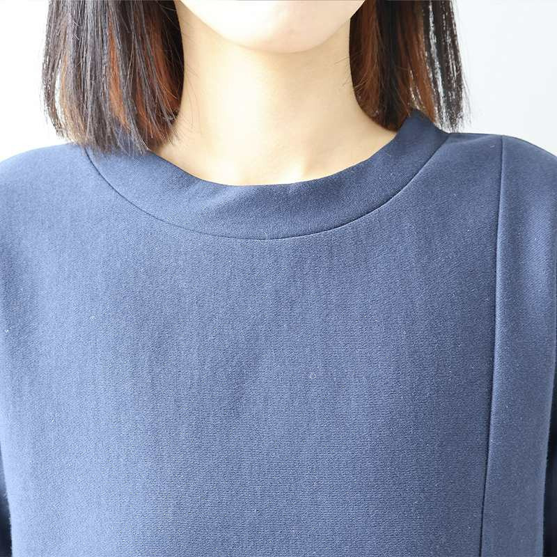 裏起毛スエットベロア切替えチュニックカットソー10