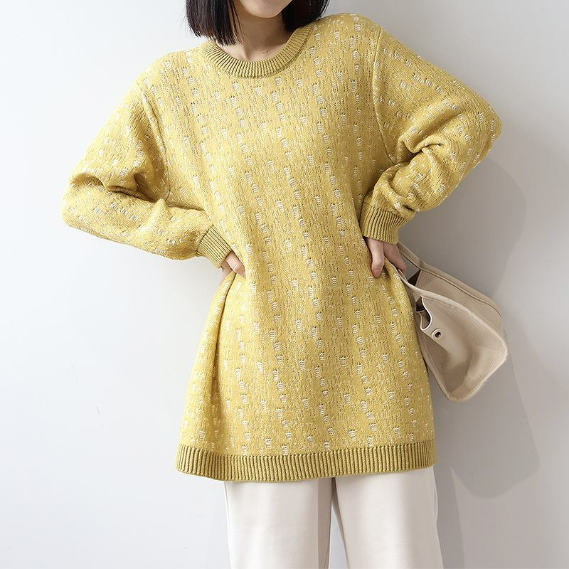 針抜きジャガードニットチュニック12