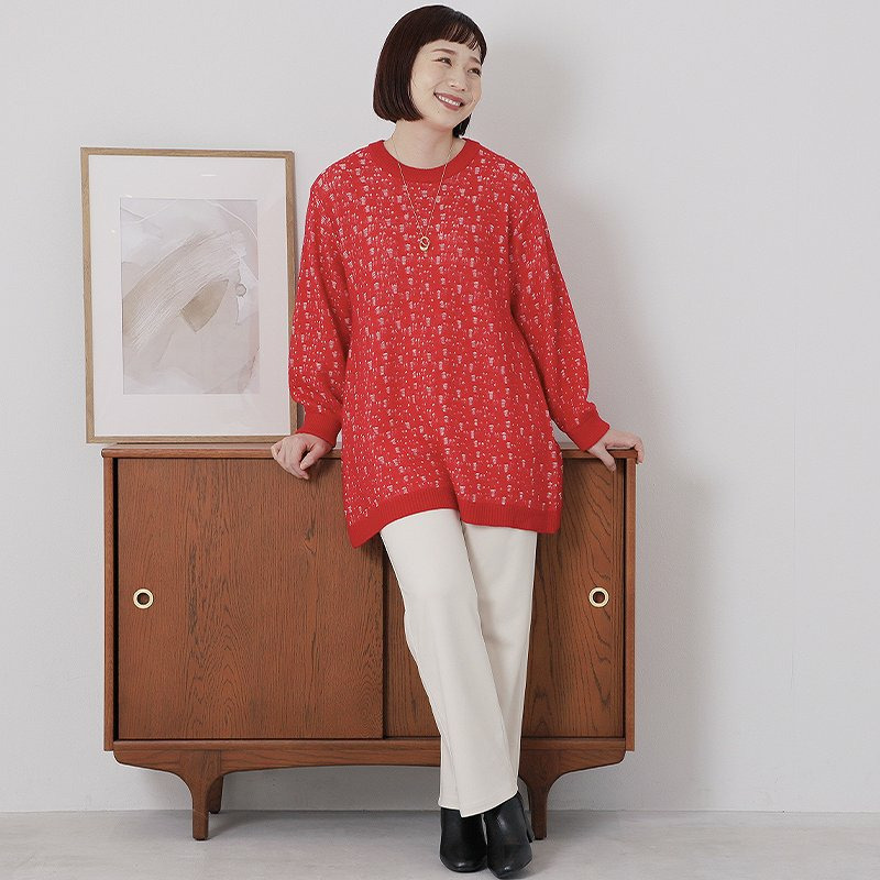 針抜きジャガードニットチュニック5