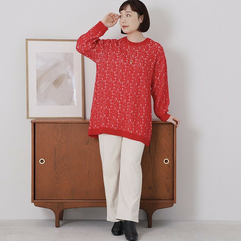 針抜きジャガードニットチュニック6