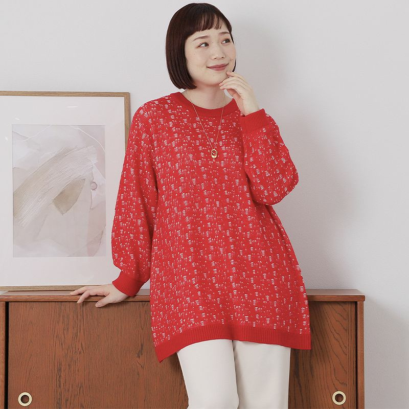 針抜きジャガードニットチュニック8