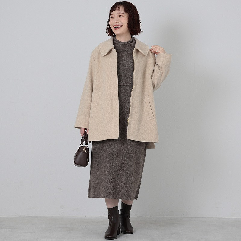 ケーブル切替えハイネックニットワンピース10