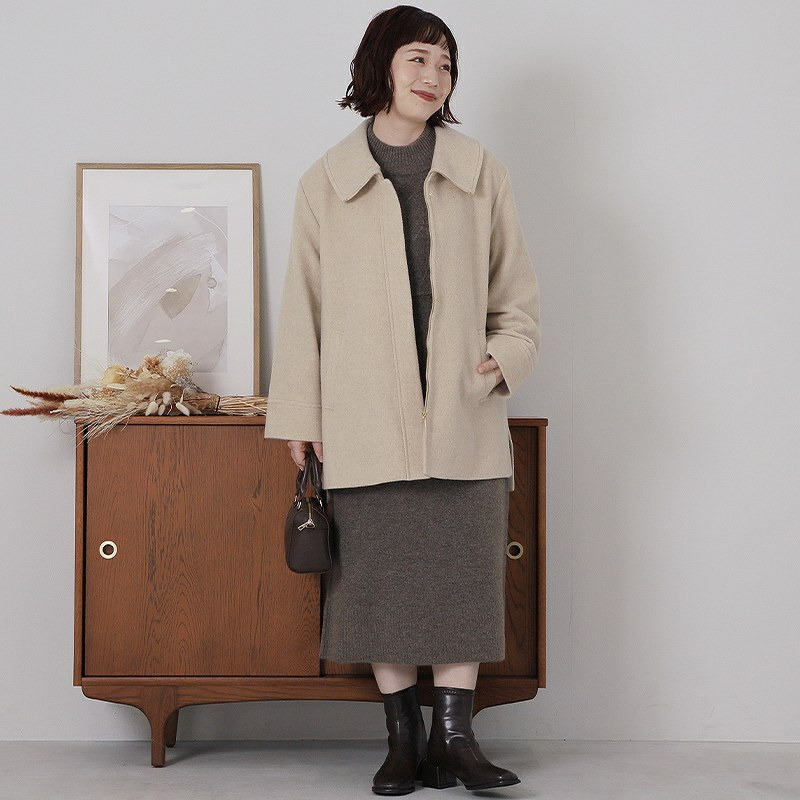 ケーブル切替えハイネックニットワンピース11