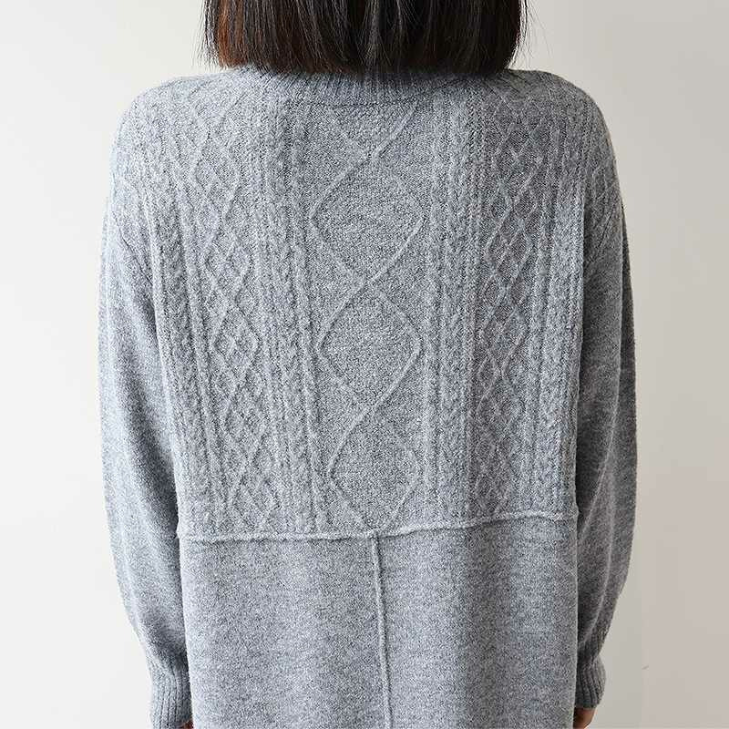 ケーブル切替えハイネックニットワンピース16