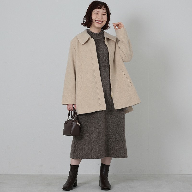 ケーブル切替えハイネックニットワンピース9