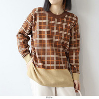 【WEB/一部店舗限定】 チェック切替えニットチュニック