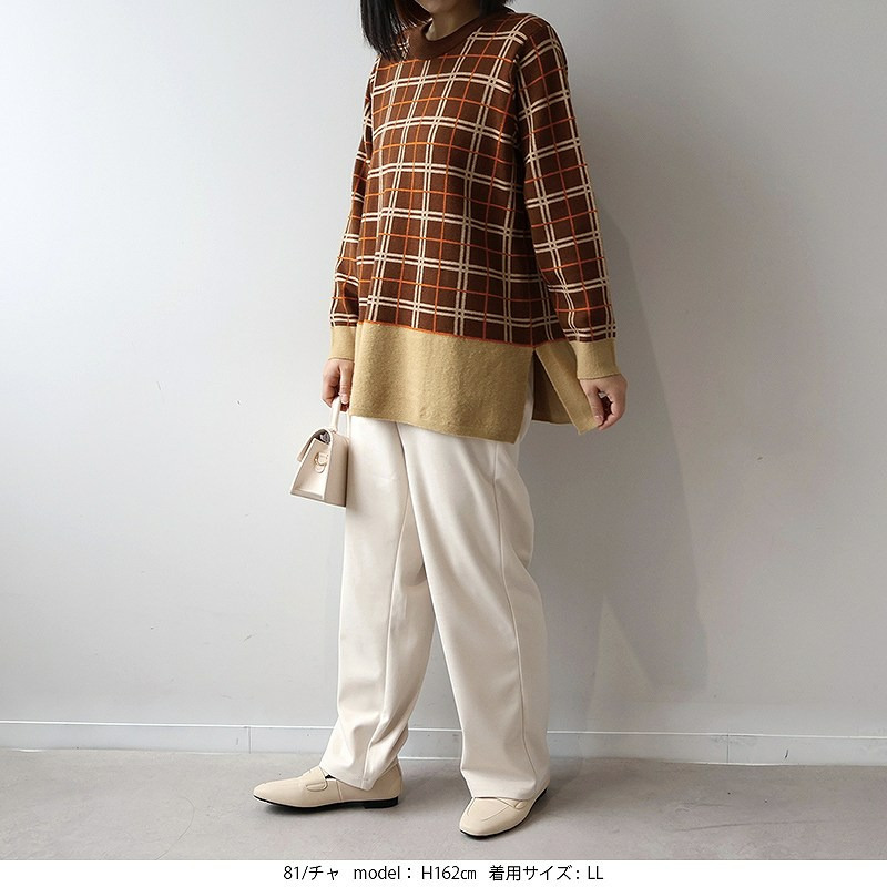 【WEB/一部店舗限定】 チェック切替えニットチュニック10